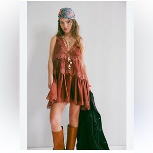 Free People Rust Lace Dress NWOT